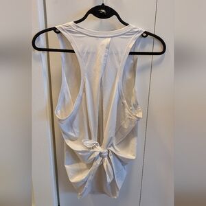 White Tie-Back Racerback Tank Top - Women